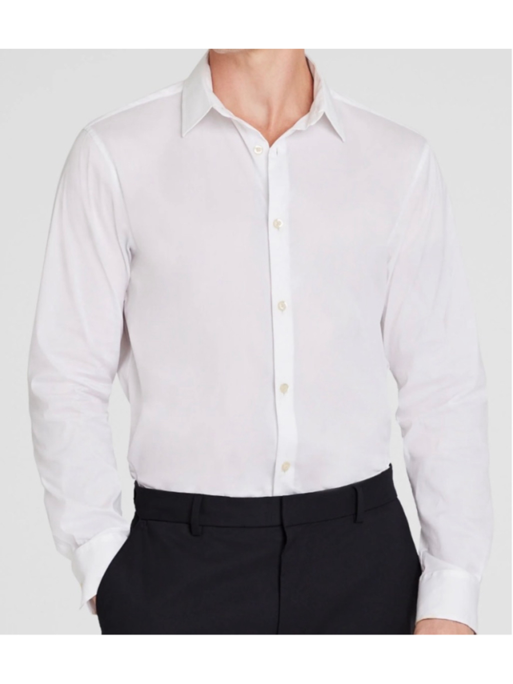 Men's NWT Club Monaco Stretch Poplin White Dress Shirt, Size L